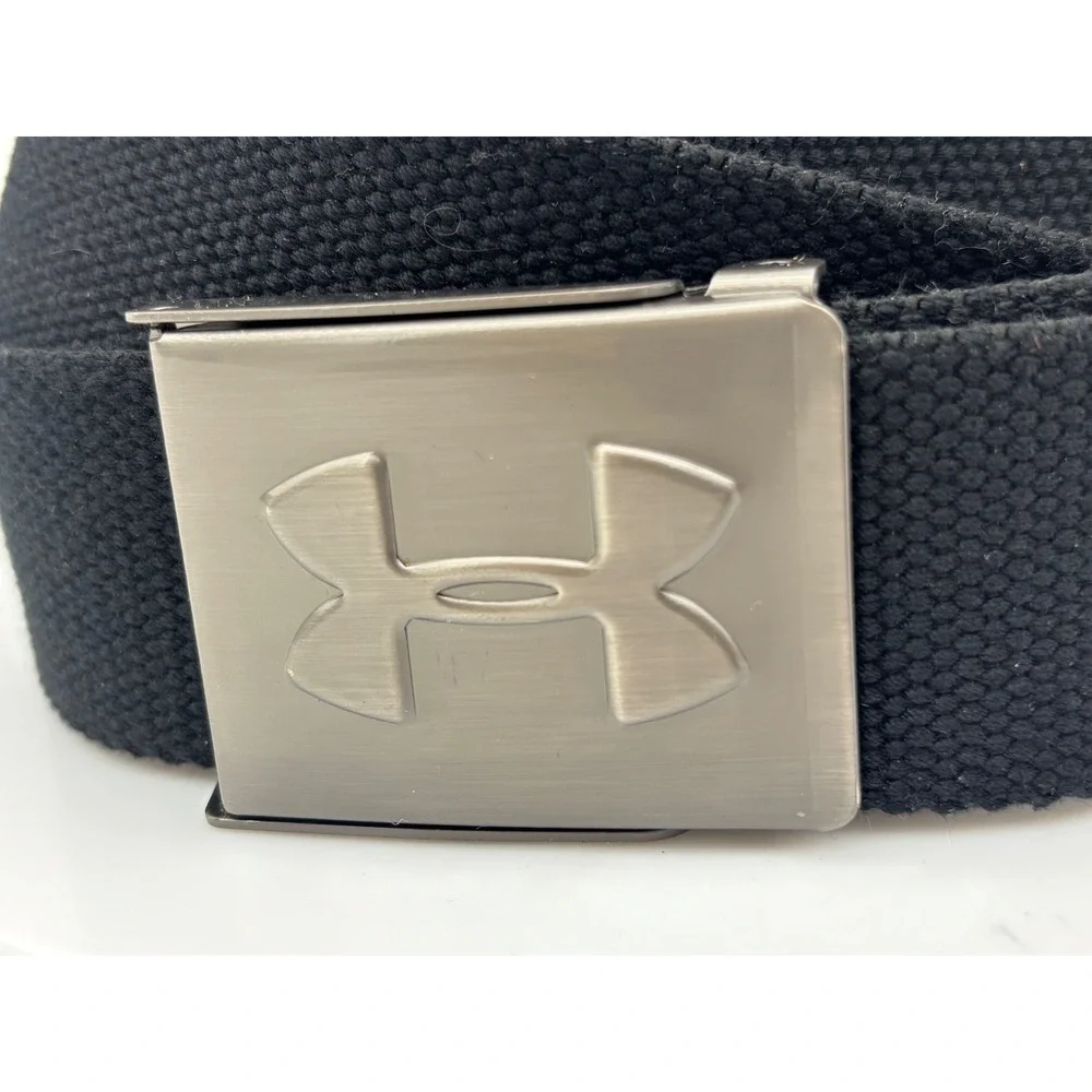 UNDER ARMOUR Mens Black Belt Canvas Webbed Sporty Golf Metal‎ Buckle Work